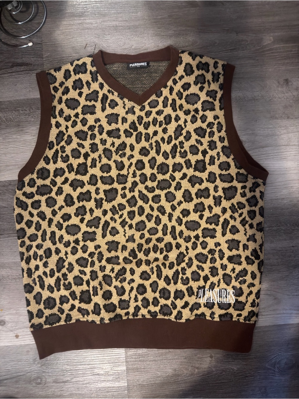 PLEASURES x Tyler the Creator Leopard Print Knit Vest - Brown & Tan